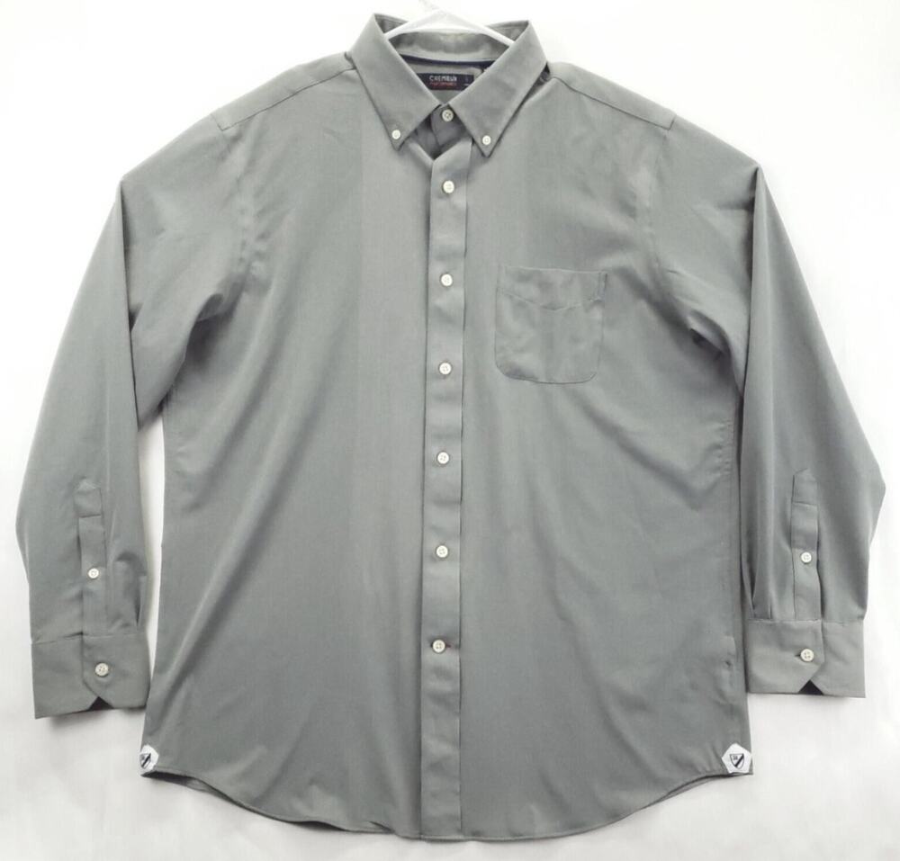 Cremieux Shirt Mens Large Gray Performance Stretch Button-Down